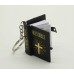 FixtureDisplays® Christian Bible Keychain, Bible cover comes in randomly mixed color between gold, silver and black 13293